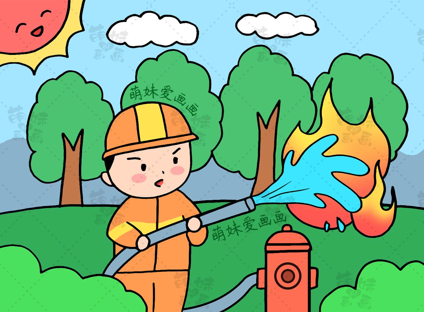 二年级森林防火画画图片